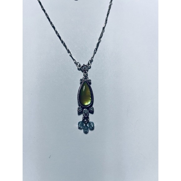 2028 Bracelet Silver Toned with Green & Blue Stones free Necklace w FLAW - Picture 6 of 16